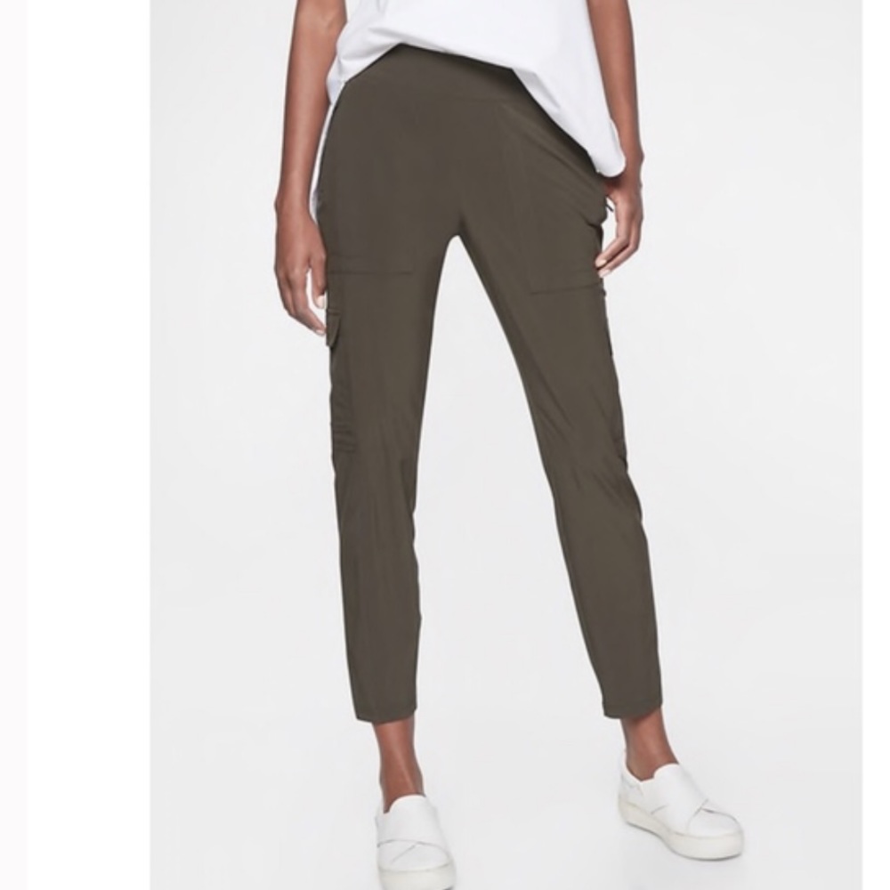Set Of 2 Athleta Chelsea Cargo Pants, Black And Arbor Olive, Sz 8